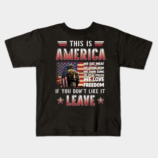 Us Veteran Patriotic American Flag Kids T-Shirt